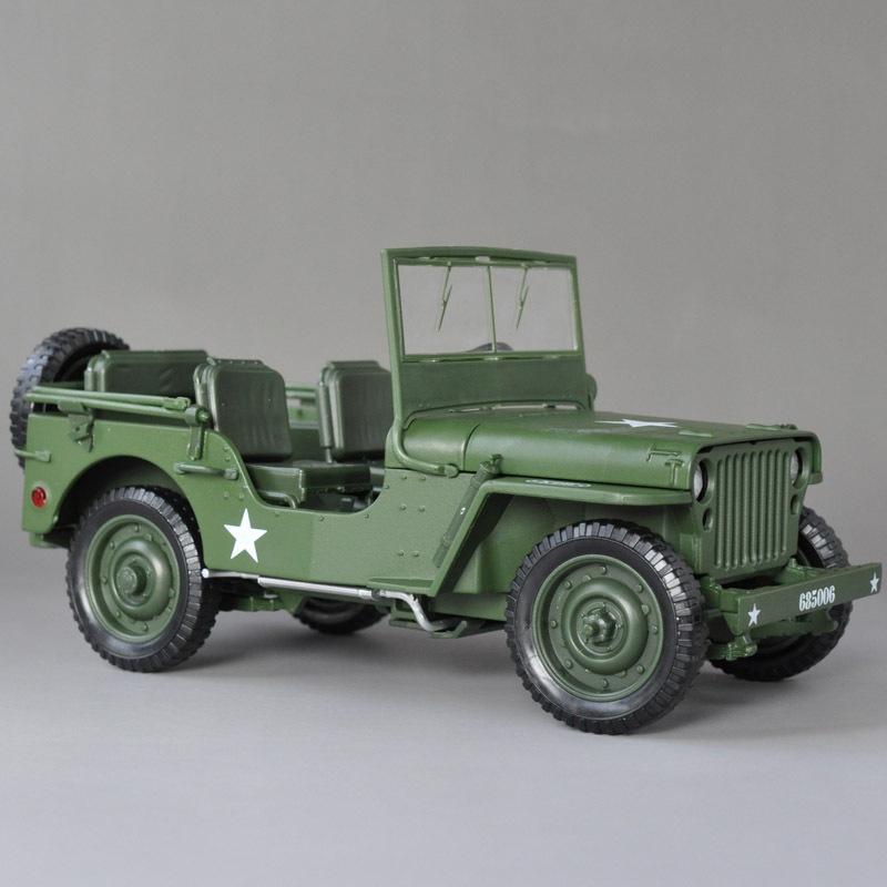 JEEP Kdw 1:18 壓鑄金屬汽車模型玩具戰術吉普軍車威利斯微型複製品收藏