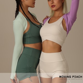 MOVING PEACH 涼感防曬披肩外套小罩衫坎肩遮副乳外搭短版開衫外套透氣薄夏天罩衫空調衫運動長袖瑜珈上衣女 ASC
