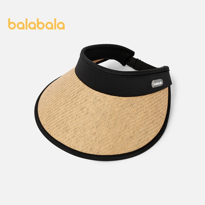 Balabala兒童帽子男童女童空頂帽夏季新款透氣寬簷遮陽親子時尚