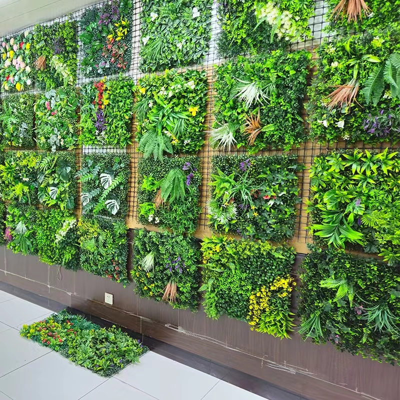 仿真植物牆造景裝飾人造塑膠假花牆公司商場形象牆格擋綠植背景牆 恬雅仿真綠植造景