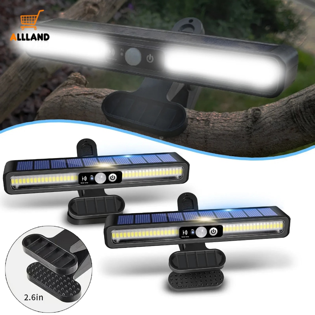 戶外太陽能 ABS 防水夾燈花園運動傳感器圍欄燈 3 種模式可調節夜間照明路燈