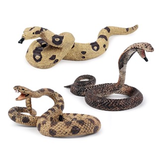 實體模型玩具仿真兒童野生動物靜態蟒蛇撥浪鼓眼鏡蛇動物擺件