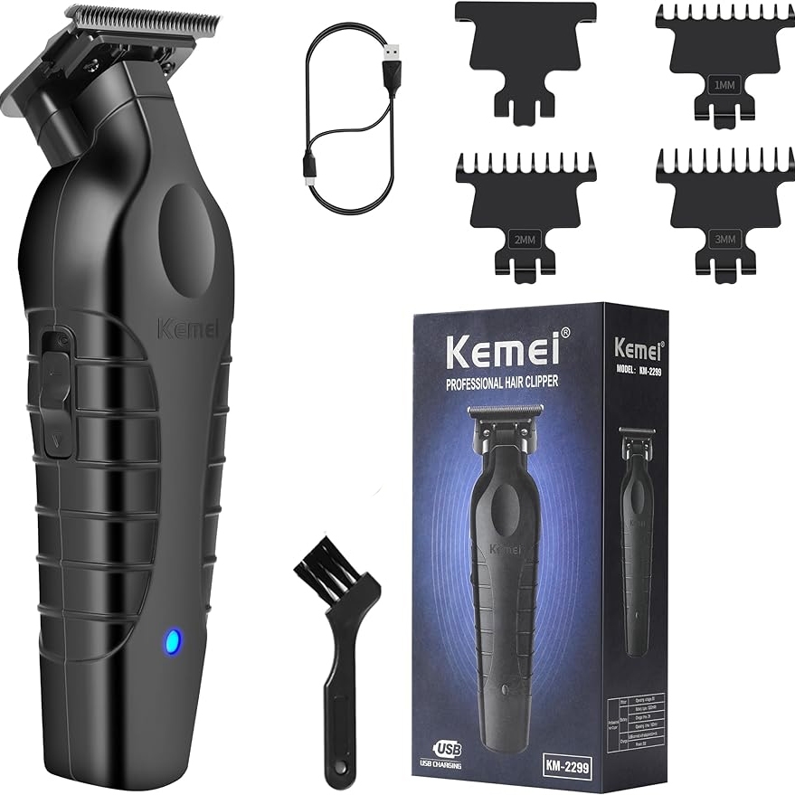 Kemei 2299 Barber 無繩理髮器 0mm 零間隙雕刻理髮器細節器專業電動完成切割機
