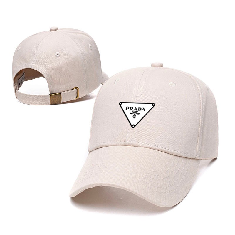 普拉達 Ready Stock Prada Basic 棒球帽 2024 新品女孩尖頂帽純黑色可調節後扣帽卡車司機帽太陽