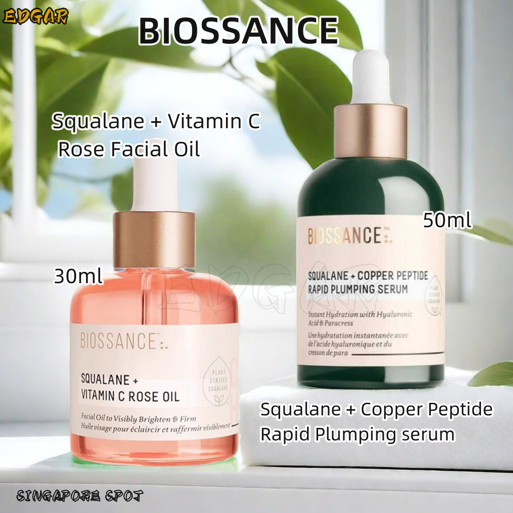 Sg Stock Biossance 角鯊烷 + 銅肽快速豐盈精華 50ml//角鯊烷 + 維生素 C 玫瑰緊緻油 30
