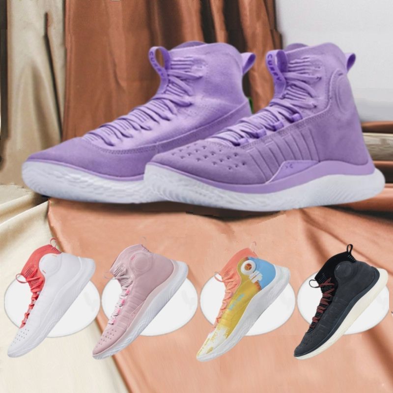 (活動中) Curry庫裡4flotro籃球鞋紫色輕便戰靴4代男女高幫運動鞋