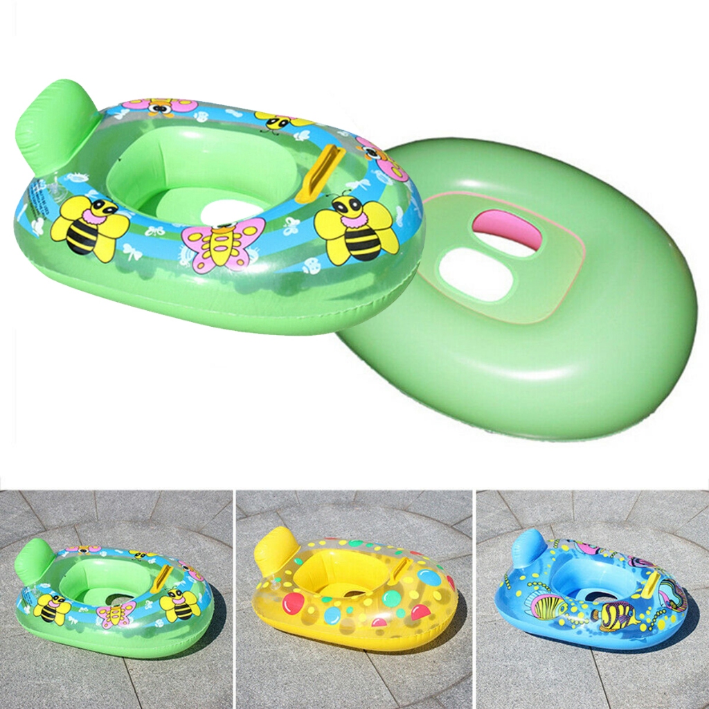 1pcs 兒童游泳圈座椅(顏色隨機)水上玩具戶外充氣卡通圈安全嬰兒游泳圈座椅圈浮池沙灘戲水設備