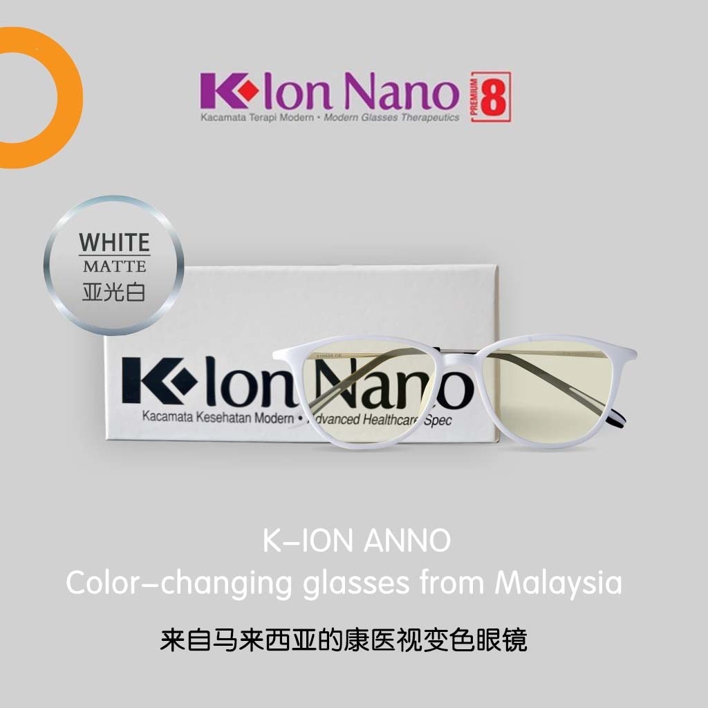k ion nano 康醫視負離子眼鏡 K LINK圓框白色時尚變光變色眼鏡