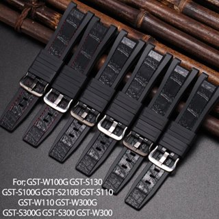 橡膠錶帶適用卡西歐G-shock GST-W100G GST-S130 GST-S100G GST-S210B手錶