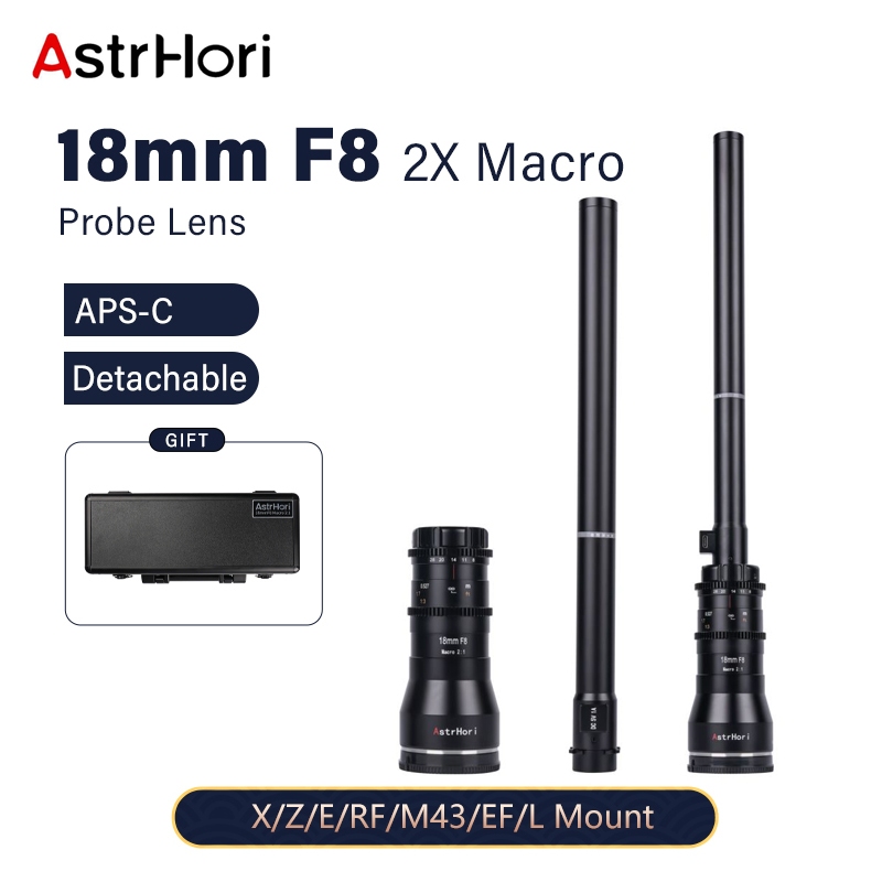 Astrhori 18mm F8 APS-C 廣角 2X 微距探頭鏡頭內置環形燈