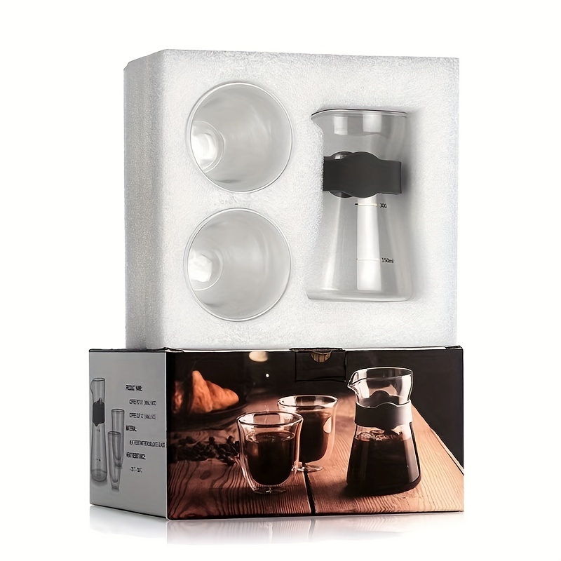 一壺二杯玻璃咖啡壺刻度手衝咖啡壺套裝美式咖啡雙層杯冷泡分享壺禮盒