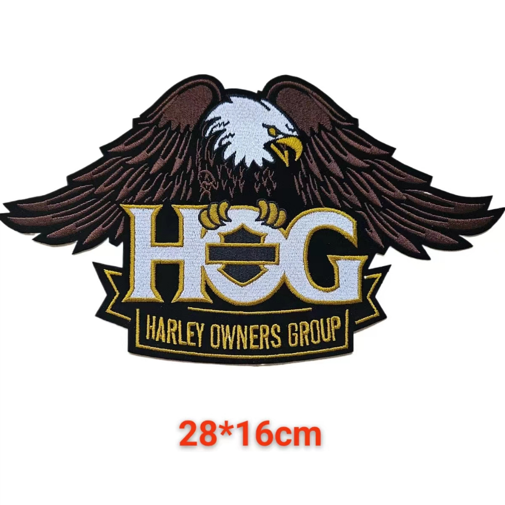 定制徽標大碼刺繡補丁熨燙縫在 Harley-Davidson 摩托車 HOG 集團鷹貼紙服裝服裝牛仔褲夾克帽子徽章背心外