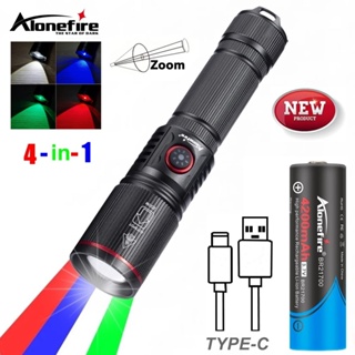 Alonefire SV96 多功能 4 合 1 可縮放大功率 LED 手電筒 RGB USB 可充電攝影照明手電筒