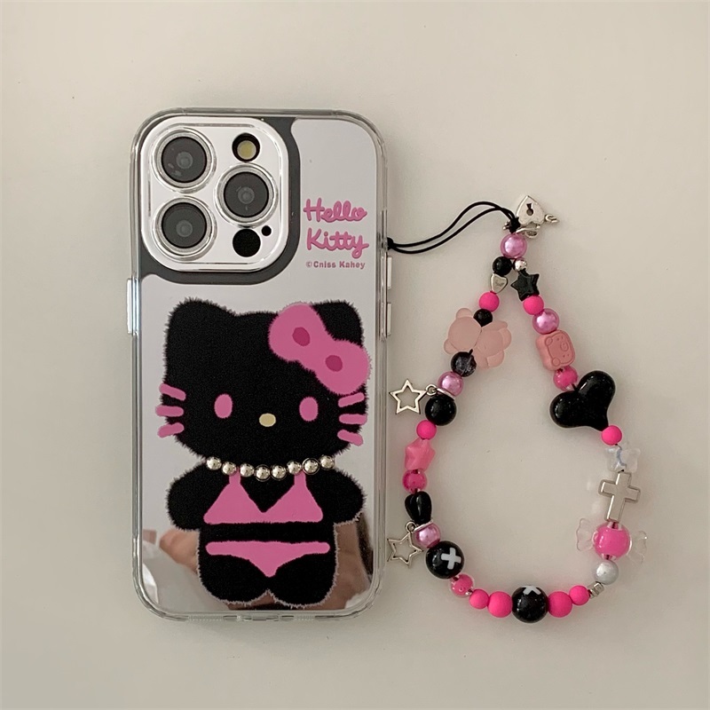 全新黑色皮革 Kitty 鏈條手機殼/適用於 Apple iPhone 12 Pro Max/iPhone 13 Pro