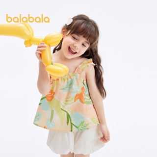 Balabala 女童短袖兩件套2024新款夏季度假小吊帶清新短褲