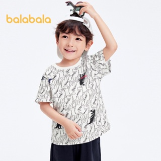 Balabala兒童t恤兒童短袖上衣2024新款女童夏裝純棉時尚印花