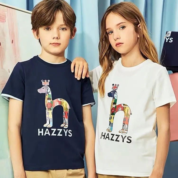 Hazzys 男女童短袖T恤新款純棉上衣印花休閒