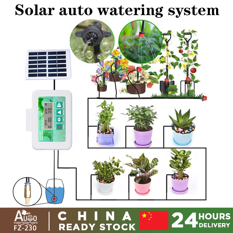 Diy 自動太陽能灌溉定時器,帶數字可編程水定時器的室內植物自澆水系統 5V USB 電源/太陽能充電,用於室內/室外盆