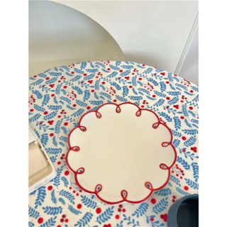 陶瓷盤 | 餐盤 | 陶瓷餐具| 平盤波浪花邊 | 家用甜品蛋糕盤菜盤家用陶瓷水果盤餐具