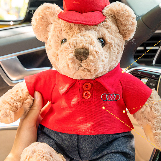 【客製化】【毛絨玩具】汽車 小熊玩偶 娃娃 奧迪 路虎 寶馬 賓士 4S店公仔禮品 毛絨玩具泰迪 訂製