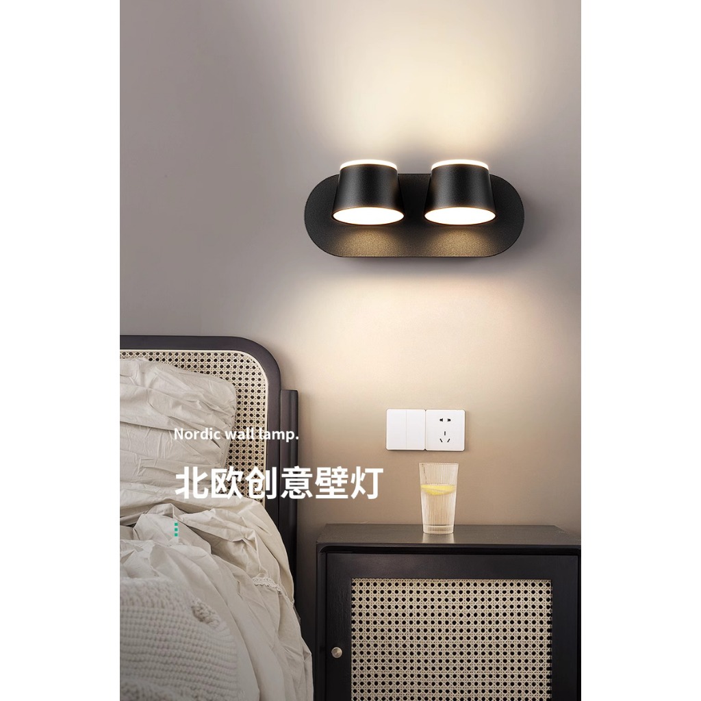Led壁燈角度可調上下床頭閱讀燈、臥室和酒店泛光燈