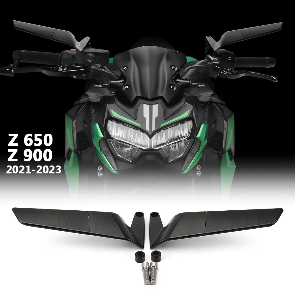 適用於 Kawasaki Z900 Z650 2021 2022 2023 2024 隱形後照鏡 定風翼空氣動力學反光鏡
