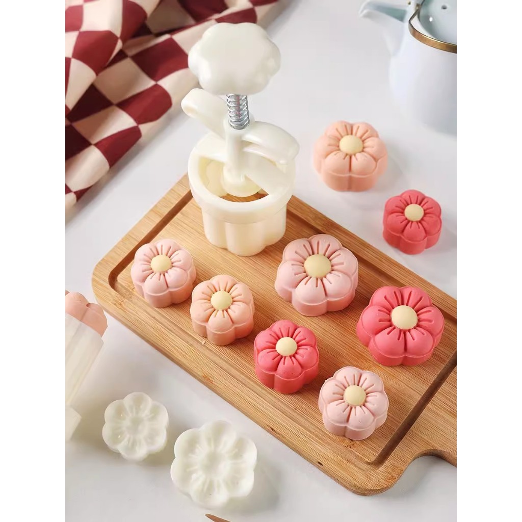 25g 50g迷你月餅手壓模具可愛花形餅乾糕點郵票家用DIY綠豆蛋糕甜點裝飾工具