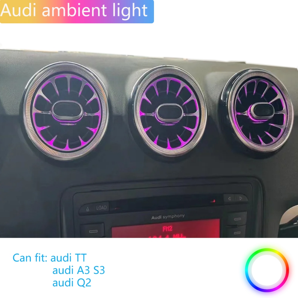 內飾升級 64 色 LED 汽車通風口渦輪氛圍燈環境燈套件適用於奧迪 TT A3 S3 Q2 LED 燈條裝飾