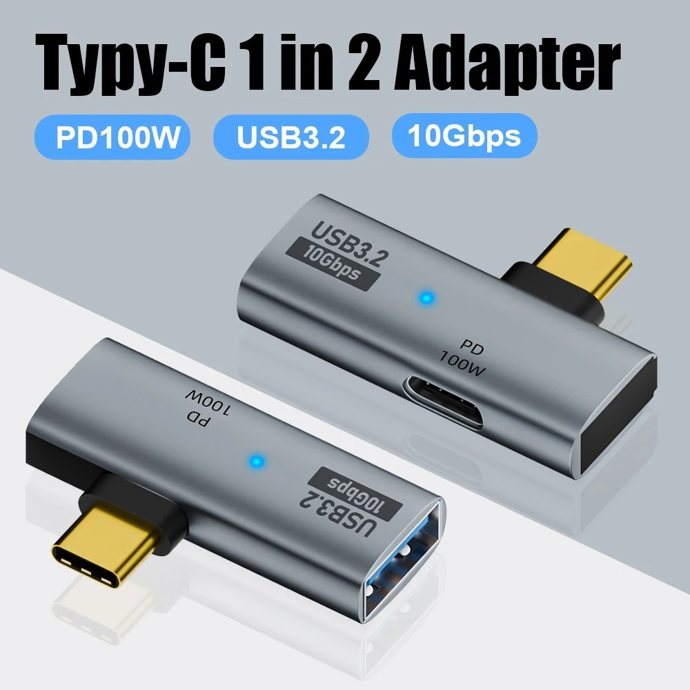 Type-C公一分二轉USB-A+Type-C母轉接頭 OTG帶PD 100W 供電邊充邊用
