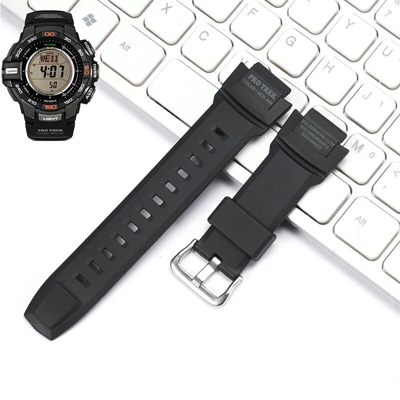 樹脂錶帶適用於卡西歐Protrek PRG-270 PRG270錶帶更換防水男士運動腕帶配件