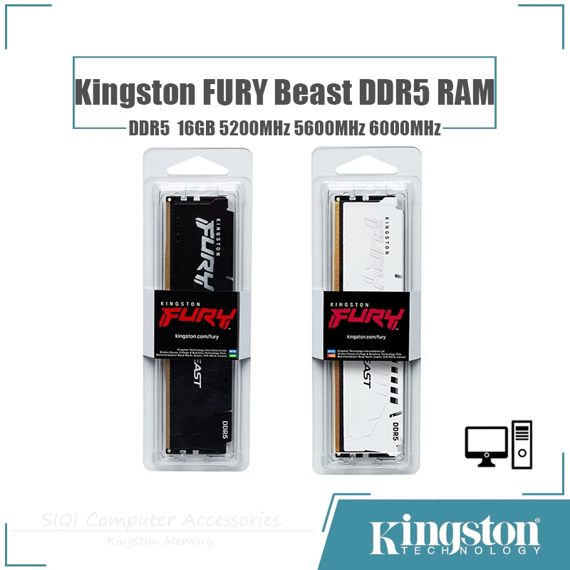 金士頓 FURY Beast DDR5 RAM 16GB 5200/5600/6000MHz 台式機 AMD 英特爾 C