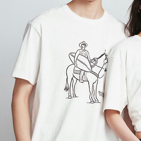 Wrangler威格夏季新款白色印花無性別男女情侶款經典圓領短袖T恤