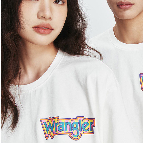 Wrangler威格24春夏新款無性別男女情侶寬鬆圓領logo純棉印花短袖T恤