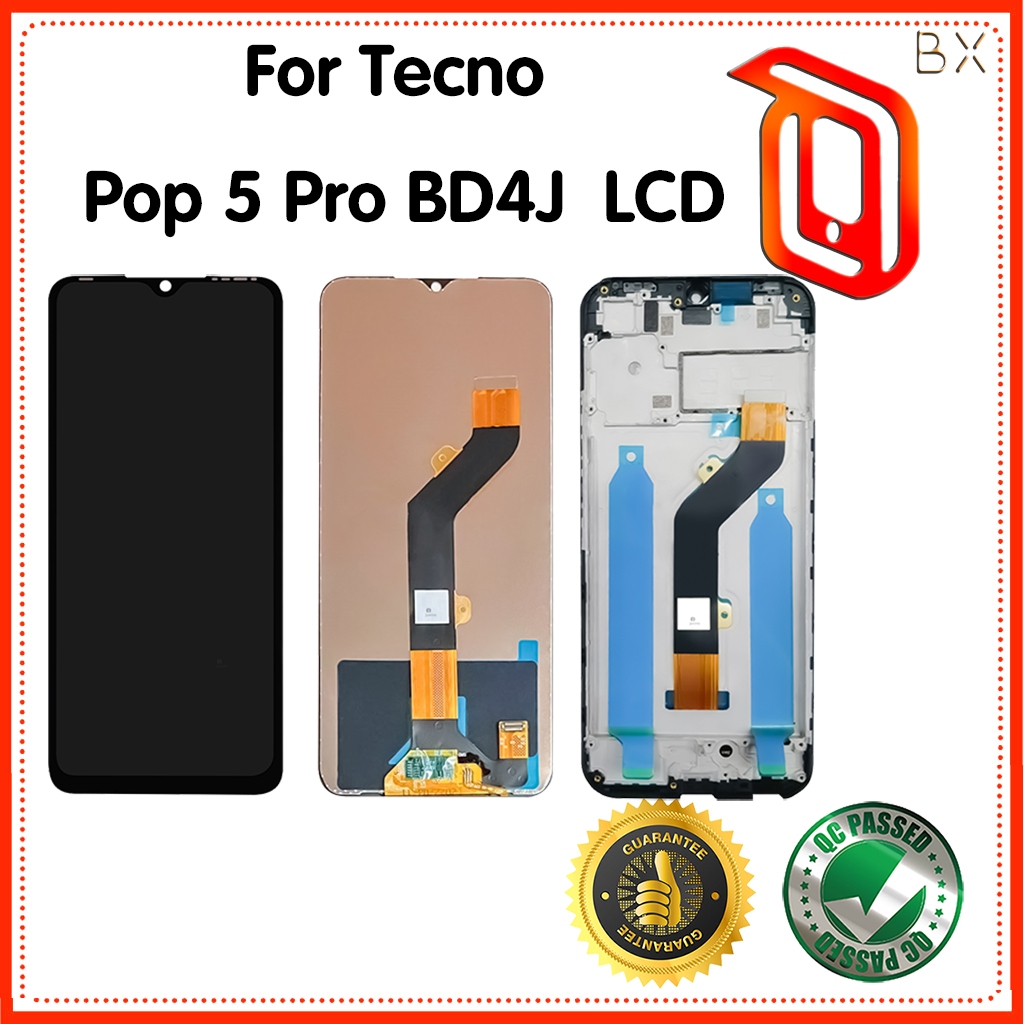 黑色 6.52 英寸適用於 Tecno Pop 5 Pro BD4j BD4h LCD 屏幕顯示觸摸屏數字化儀組件 /