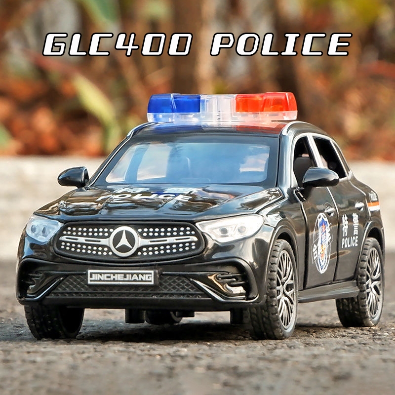 1:32 比例奔馳 GLC 警察合金汽車模型壓鑄汽車聲光汽車愛好者系列兒童生日金屬男孩玩具