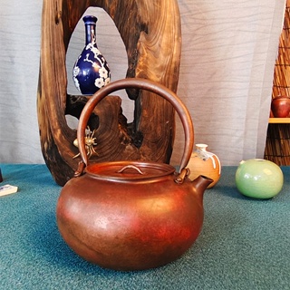紫銅茶壺燒水壺高檔大容量手工加厚紫銅煮水器泡茶沏茶壺