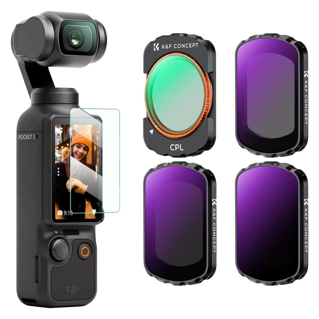 K&amp;f Concept 磁性 CPL + ND(4+5+6 檔)濾鏡套裝適用於 DJI Osmo Pocket 3