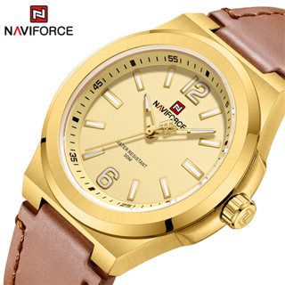 Naviforce 男士手錶頂級品牌豪華防水手錶商務 PU 錶帶運動軍事原裝石英男時鐘