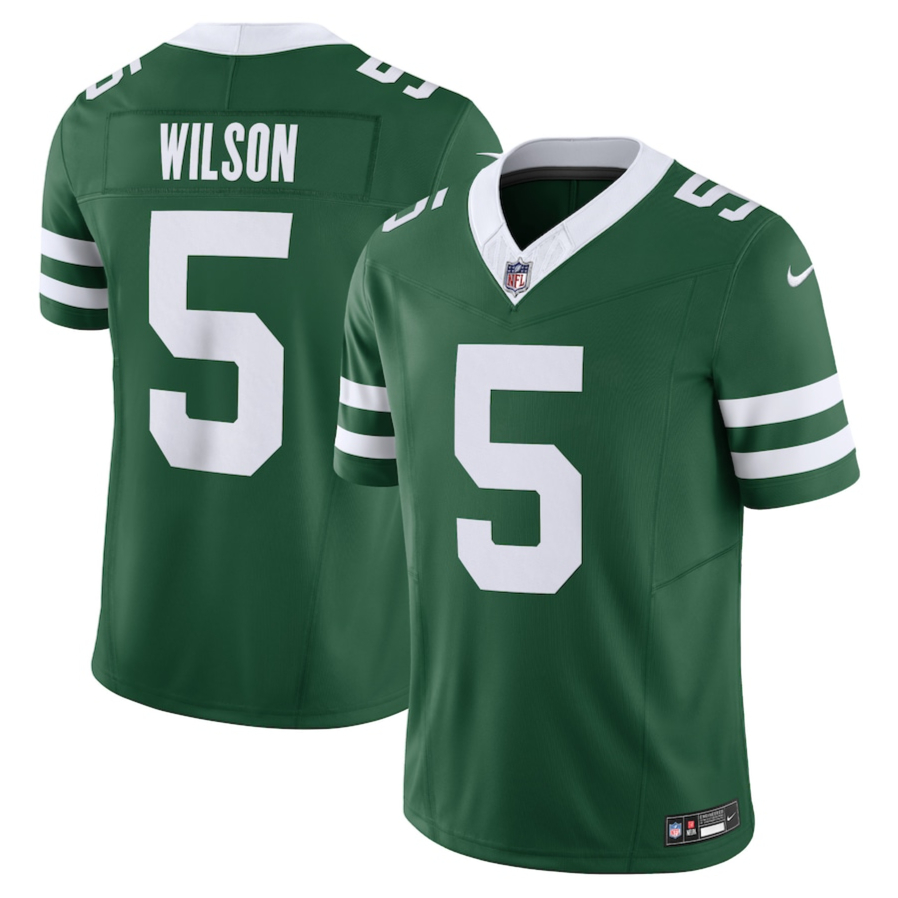 耐吉 WILSON 男式 NFL 紐約噴氣機加勒特威爾遜 Legacy 黑色限量美式足球球衣