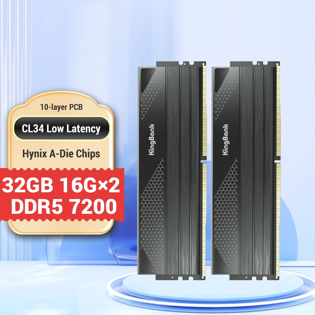Kingbank DDR5 7200MHz 16GB x2 32GB 台式機內存模塊 Hynix A-die 雙通道令人