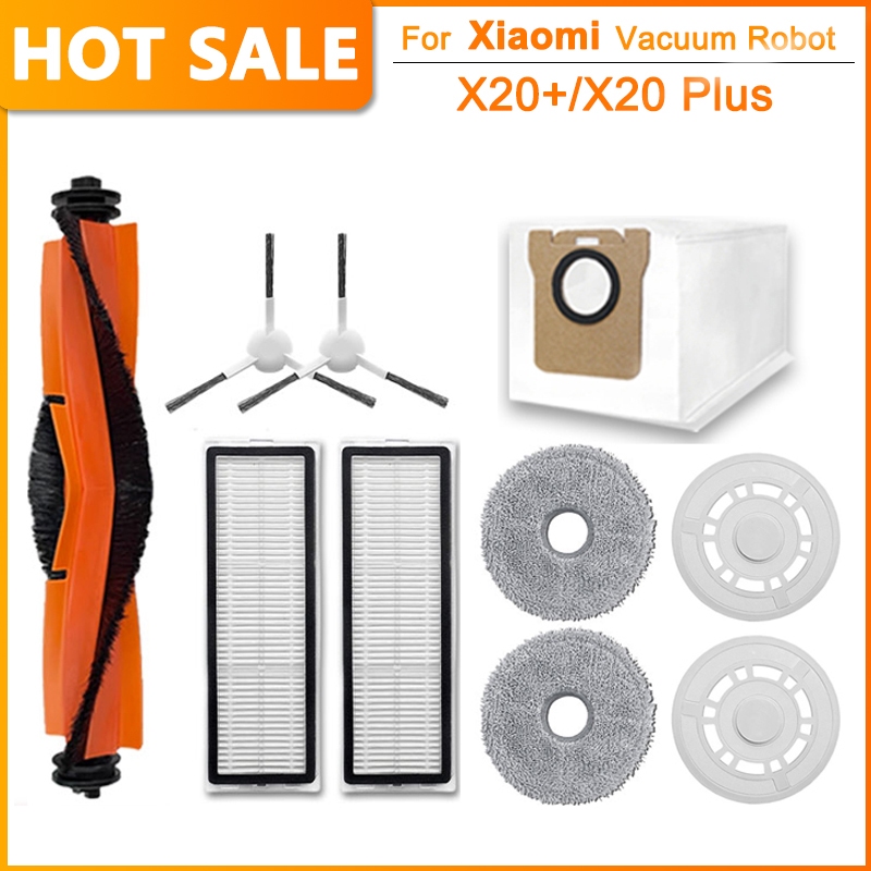 XIAOMI 適用於小米x20+/x20 plus掃地機器人耗材配件滾刷邊刷過濾器拖把防塵袋