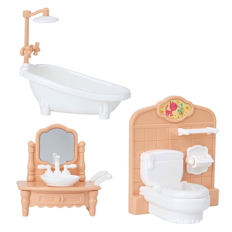 迷你浴缸浴缸兒童玩具微型娃娃屋家具娃娃配件迷你平底鍋馬桶適用於 5.5 英寸嬰兒娃娃屋