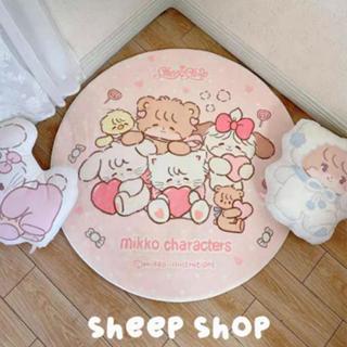可愛卡通粉色貓圓形地毯臥室床邊圓形兒童可愛衣帽間地墊