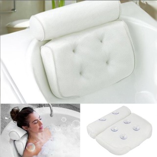 透氣頭枕網狀防滑墊浴枕靠背支撐 3D 帶吸盤頸部浴室用品,適用於家庭浴缸配件