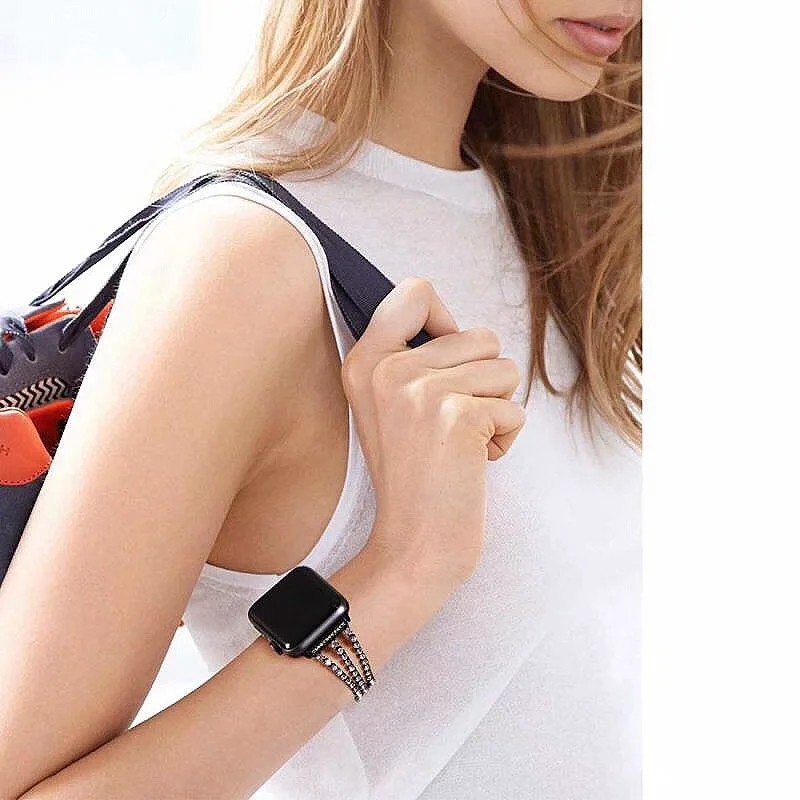 【三叉鑽】Apple Watch手錶錶帶 S9 S8 45/49mm高級金屬鑽石手鍊錶帶40/41/44