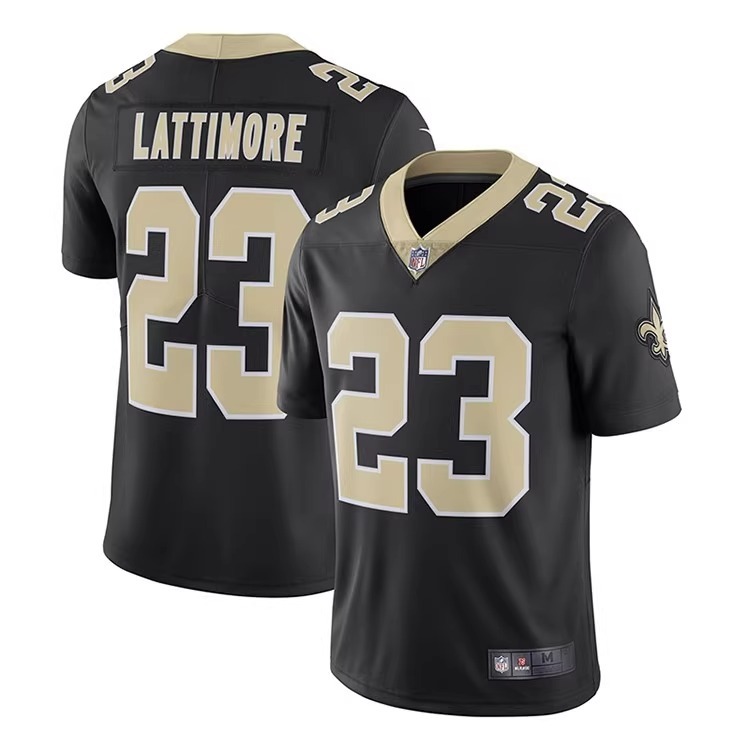 前衛NFL新奧爾良聖徒New Orleans Saints橄欖球服23號Lattimore球衣黑白男