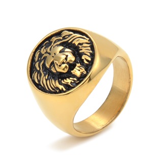歐美復古獅子頭不鏽鋼男士戒指 霸氣個性動物獅子王鑄造鈦鋼戒指