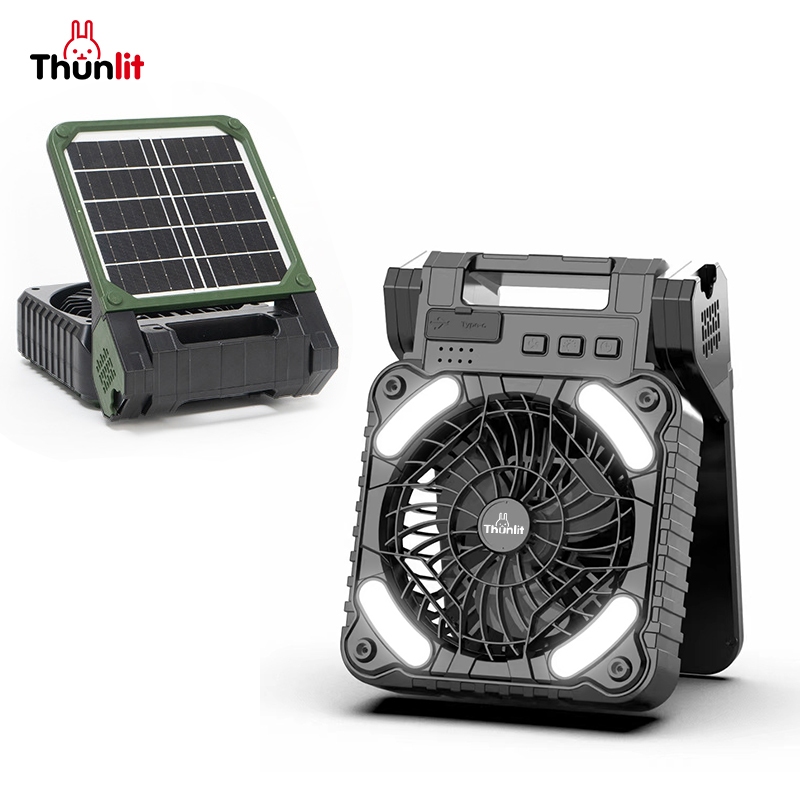 Thunlit 便攜式太陽能風扇滅蚊太陽能戶外風扇帶 7800mAh 大容量電池和小夜燈