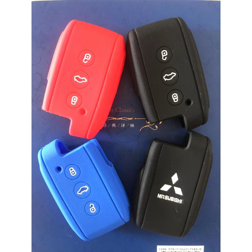 MITSUBISHI 完美的三菱 3 按鈕無鑰匙進入鑰匙矽膠套保護 lancer Pajero 等智能鑰匙殼