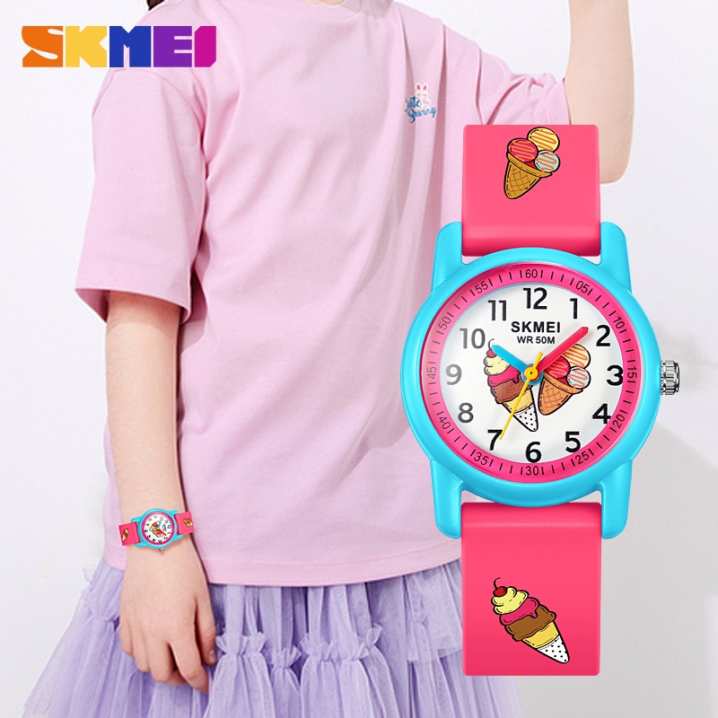 Skmei時尚可愛圖案手錶卡通主題兒童卡通印花錶帶休閒運動防水潮流石英表2157
